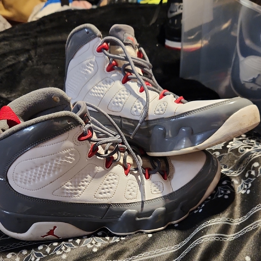 Air Jordan 9 Retro Red, Gray and White High-Top Sneakers